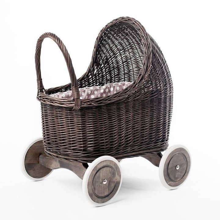 The Wicker Stories - Wholesale Doll pram – Kids - Wicker Pram With Wood Handle - Quiet Movement