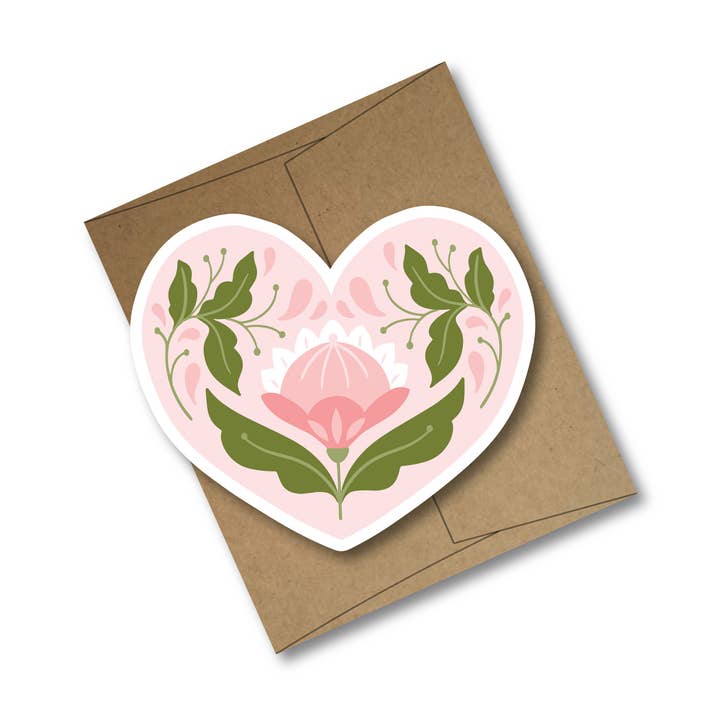 Pink and Green Die Cut Valentine Card for wholesale by Franky and J. Designs