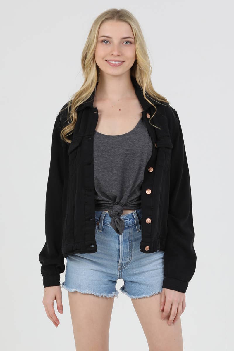 ANGIE - Wholesale Denim Jacket - Women's - SJ919-ASIS WASHED DENIM TENCEL BUTTON FRONT JACKET34