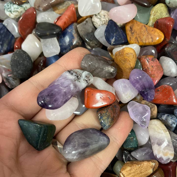 CaNatureLover - Wholesale Spiritual Stone/Crystal - Assorted Tumbled Stones 0.5 in and 1 in BIG from 2oz Wholesale Bulk Lot (Mixed Tumbled Stones,Assorted Tumbled Stones,Asorted gem stones)