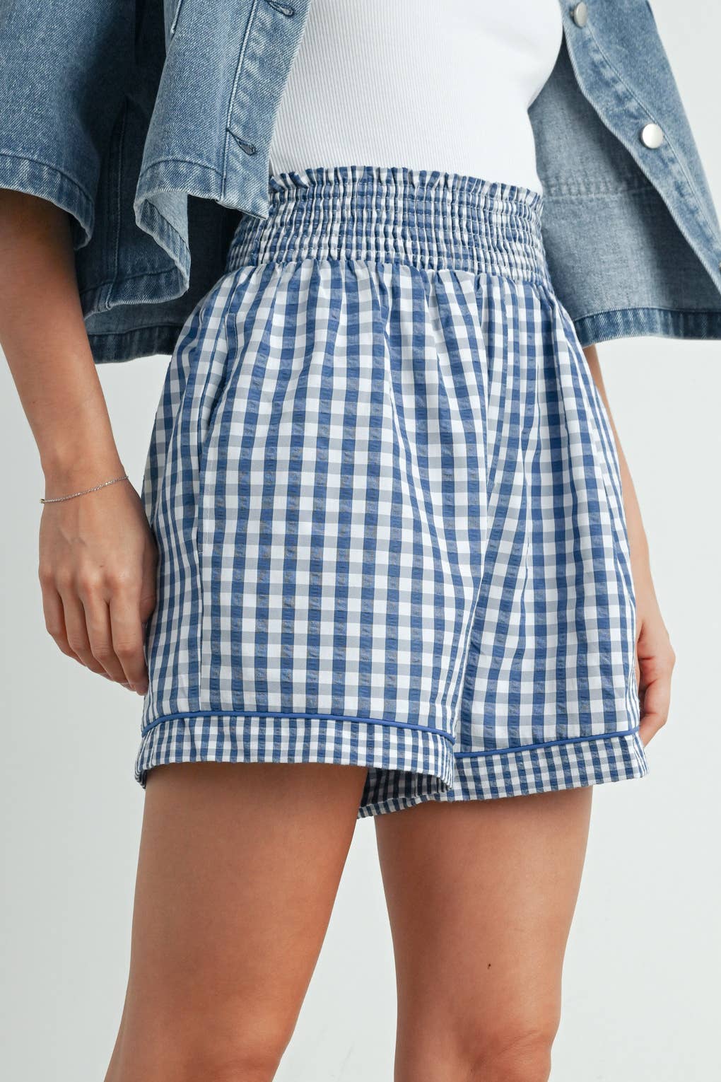 BUTTERMELON - Wholesale Korte broeken - Dames - Garterized Gingham Shorts - BMP76584