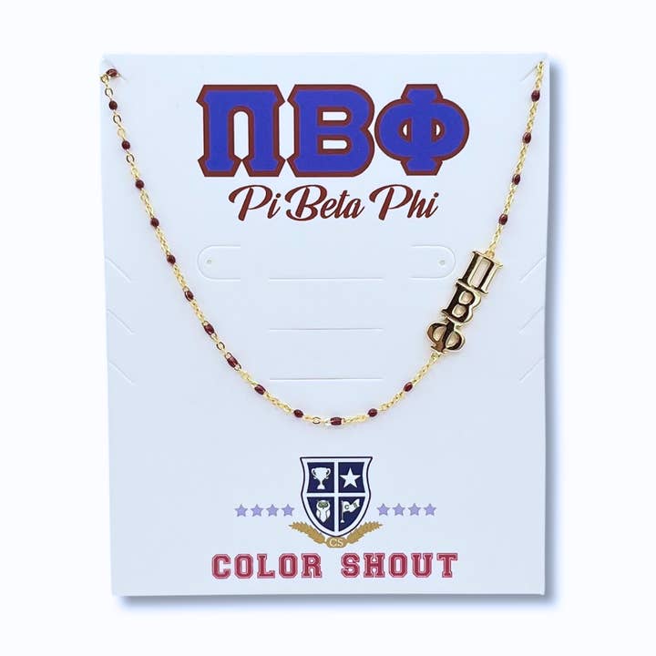 N201 PBP-De Pi Beta Phi Ketting: Zijset ΠΒΦ Emaille Kralenketting voor wholesale door Color Shout