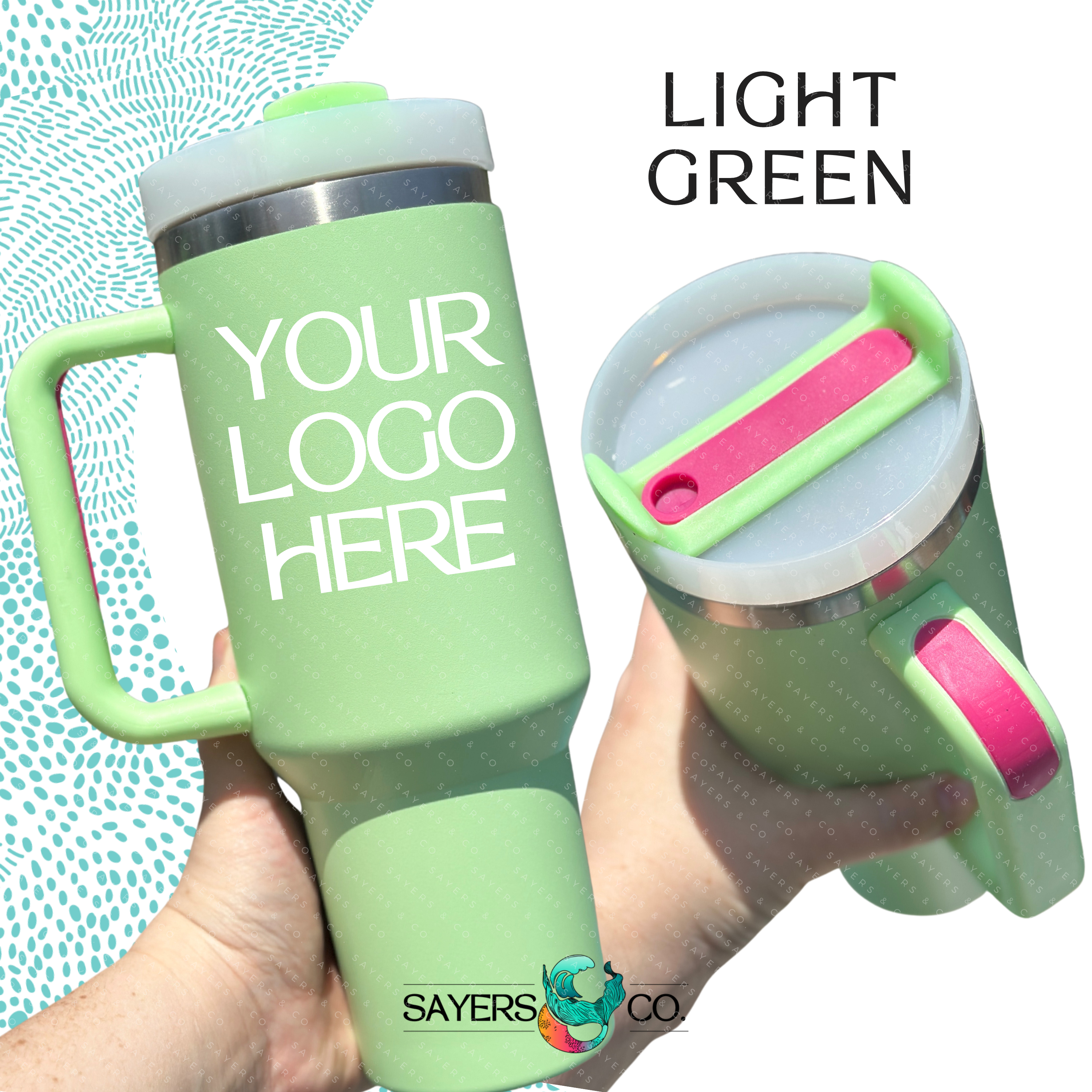 Sayers & Co. - Wholesale Insulated Mug/Tumbler - CUSTOM DECAL LOGO- 40 oz Double Walled Screw Matte Tumbler8