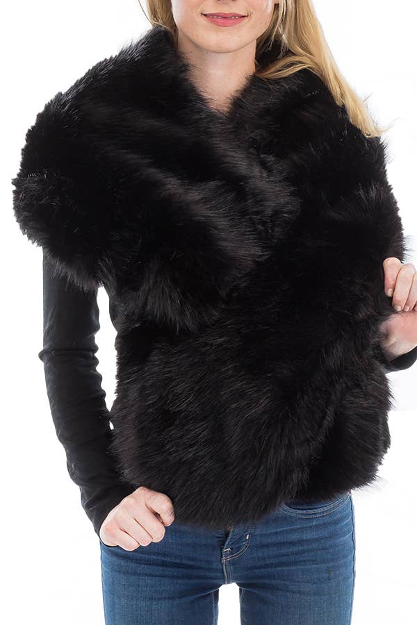 Cap Zone - Wholesale Scarf - Women's - Luxury Faux Fur Satin Lined Stole Shawl Scarf4