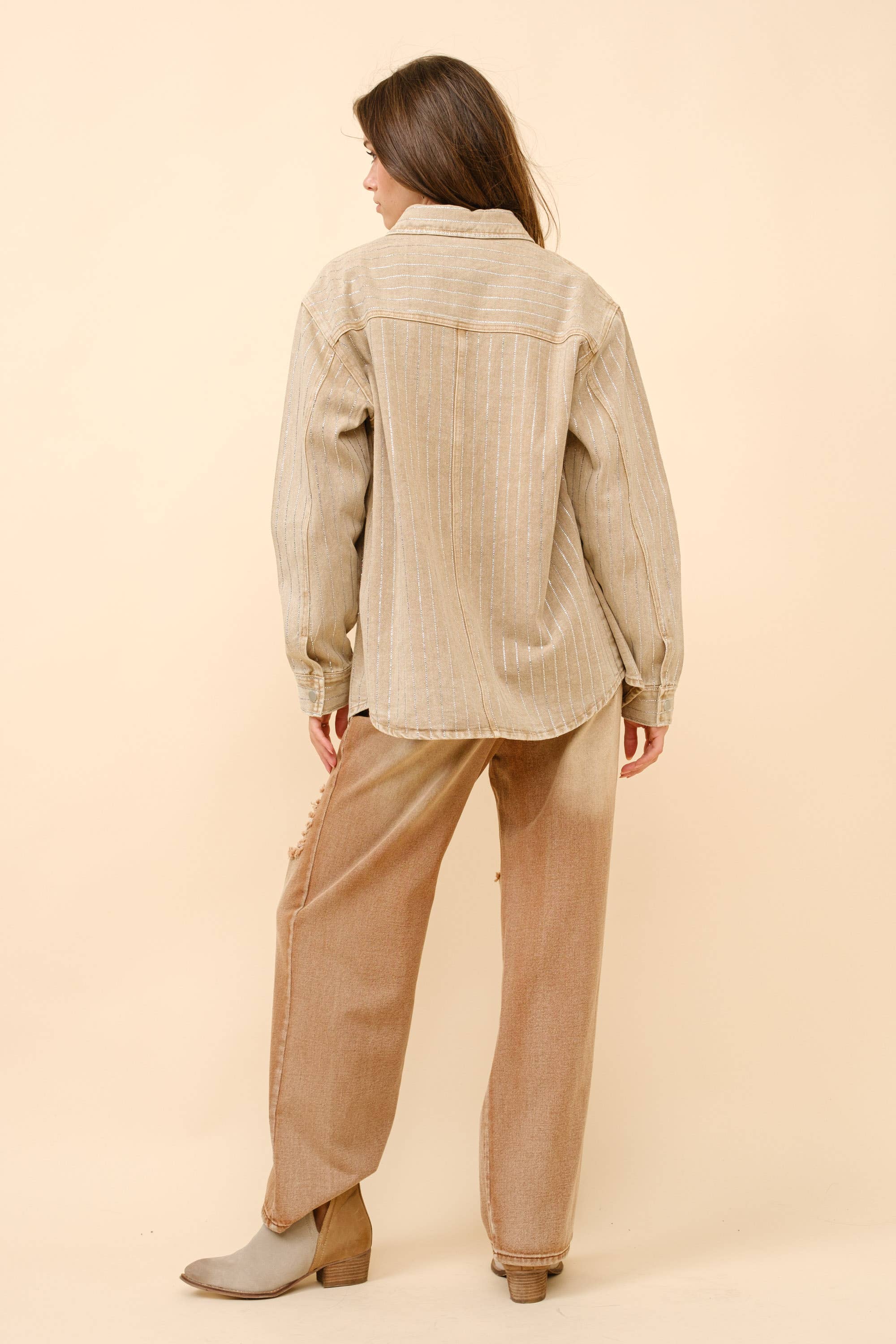 Blue B - Wholesale Denim Jacket - Women's - 22262J - High Luxury Embellished Sparkle Stone Stripe Jacket10