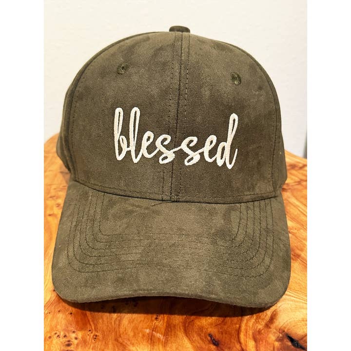 Love and Repeat - Wholesale Baseball Cap - Women's - Blessed Embroidered Faux Suede Baseball Caps5