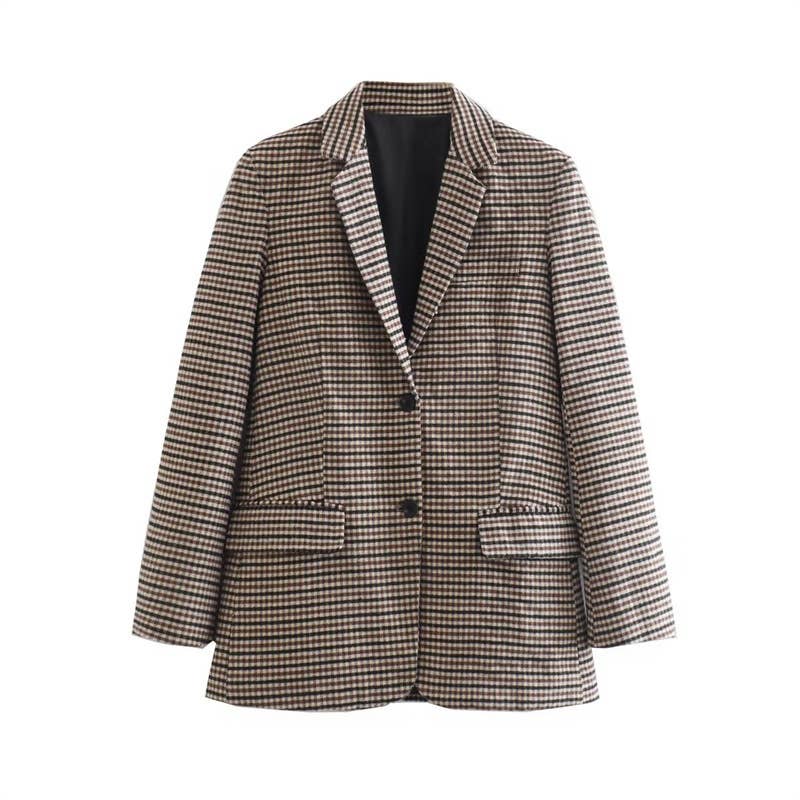 COFFEE British-Inspired Houndstooth Blazer for wholesale on Faire2