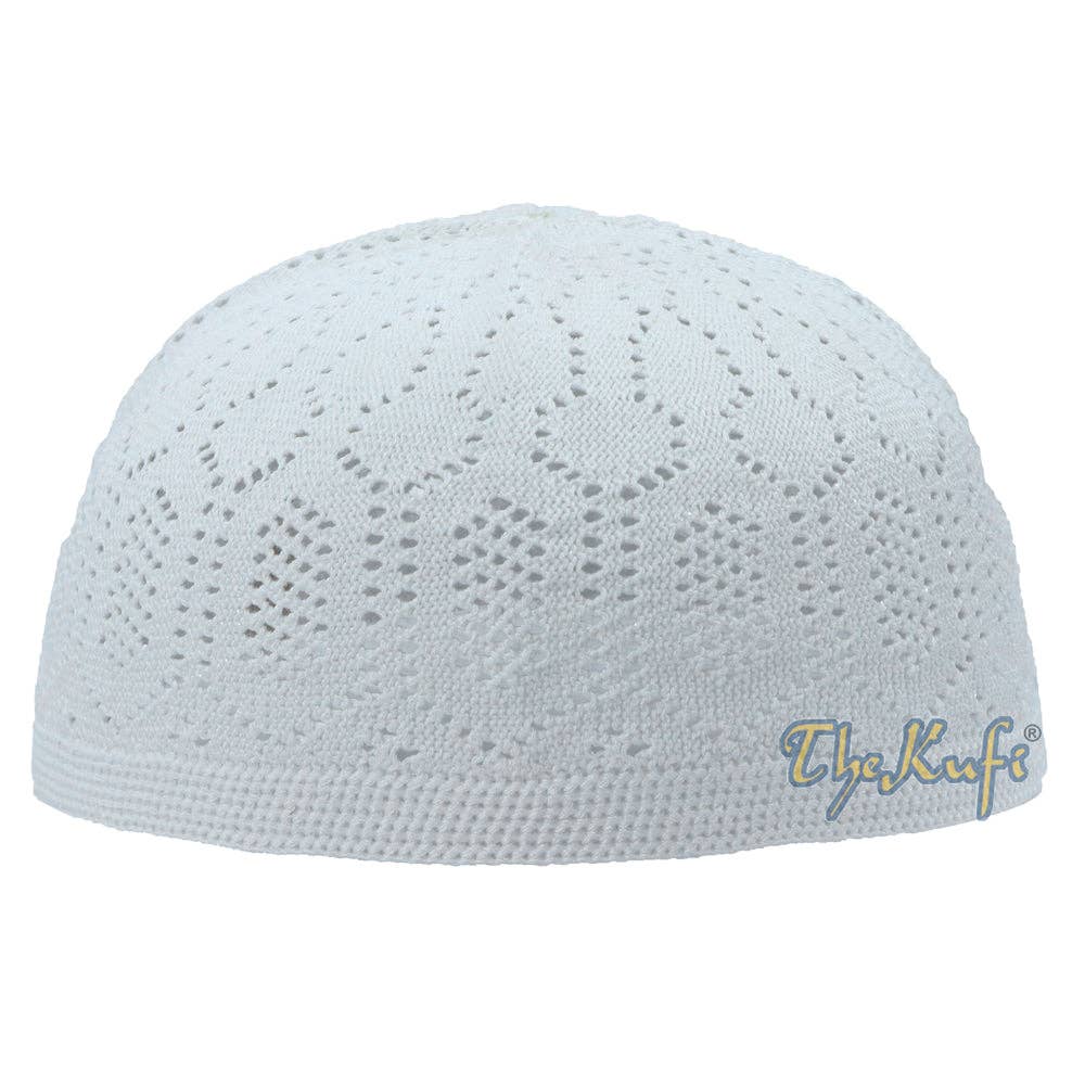 IndoMode - Wholesale  - White Kufi Cap Turkish-Style Mercan Machine-Knit Prayer Hat Taqiyah0