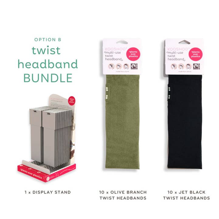 Organic Headband Bundle: Multi-Use, Ethical, With Display for wholesale by KOOSHOO