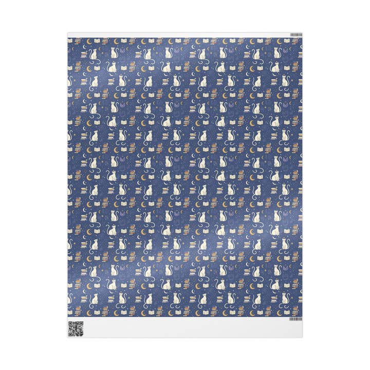 Lokipawz - Wholesale Flat Wrap - Purrfectly Bookish – Celestial Cat & Cozy Library Wrapping Paper