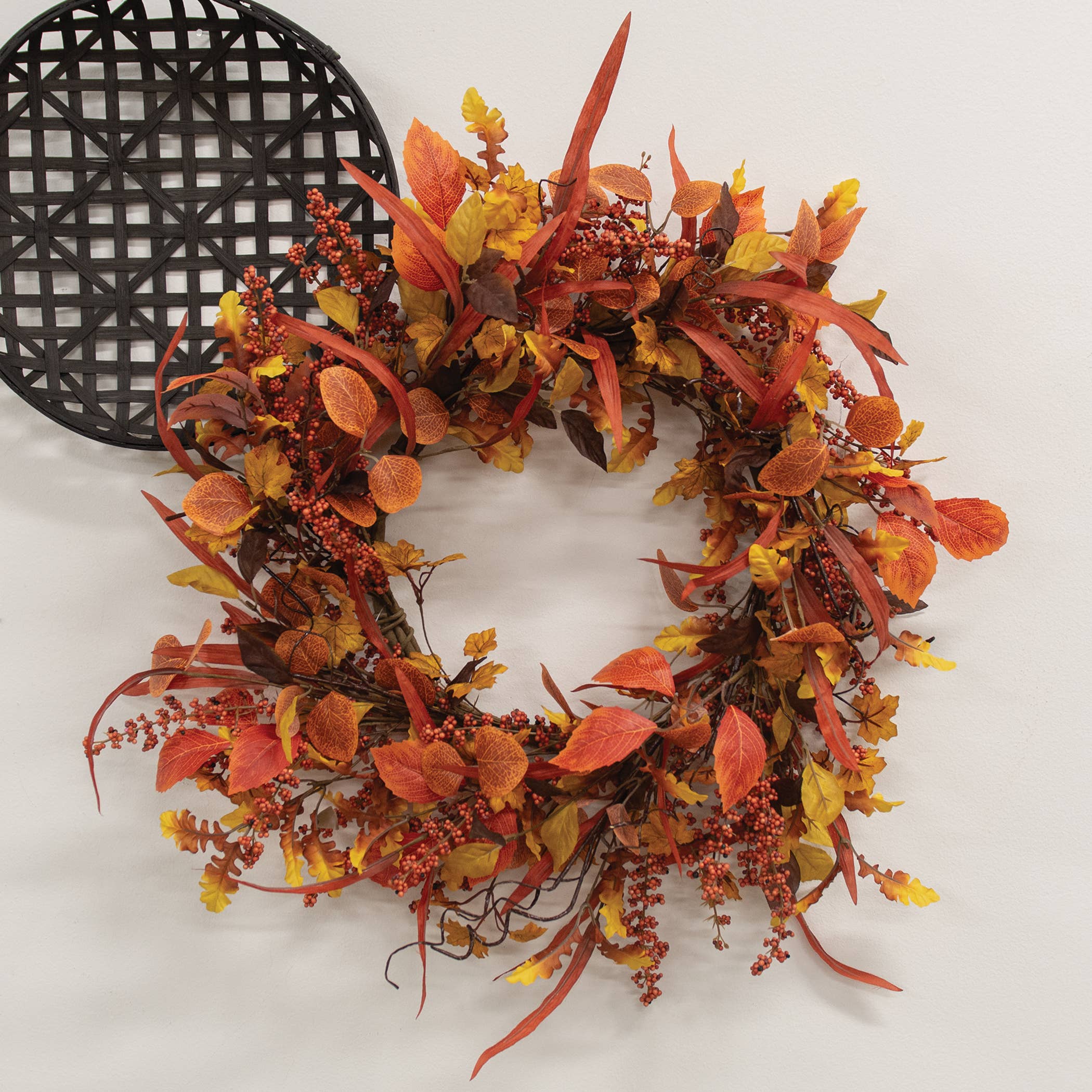 Saybrook Lane - Wholesale Wreath - Harvest Bounty Berries & Leaves Wreath - 24"1