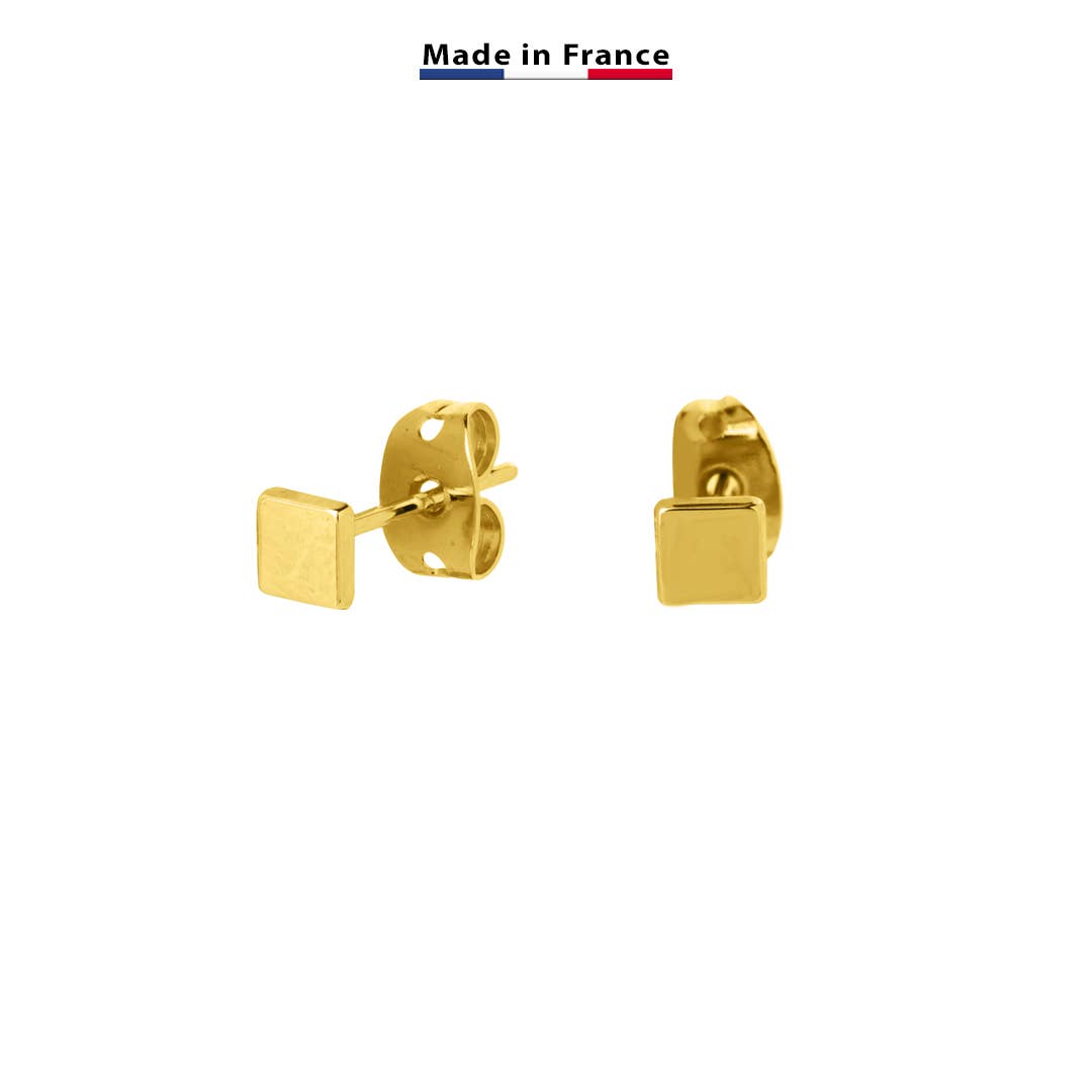 Bijoux Fabrication Française - Wholesale Stud/Post Earrings - Square Chip Earrings - 18K Gold Made in France