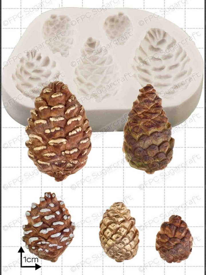 Pine cones Silicone Mould (Mold) - 'Pine Cones' for wholesale by FPC Sugarcraft