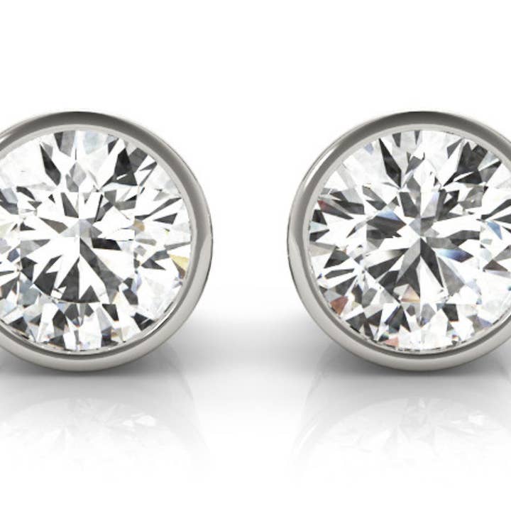 1 CTW Bezel Diamond Lab Grown Studs for wholesale by Silber Jewelers