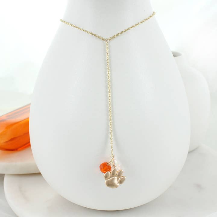 Collar Clemson de 81 cm con logotipo en Y de oro mate para venta al por mayor de Seasons Jewelry