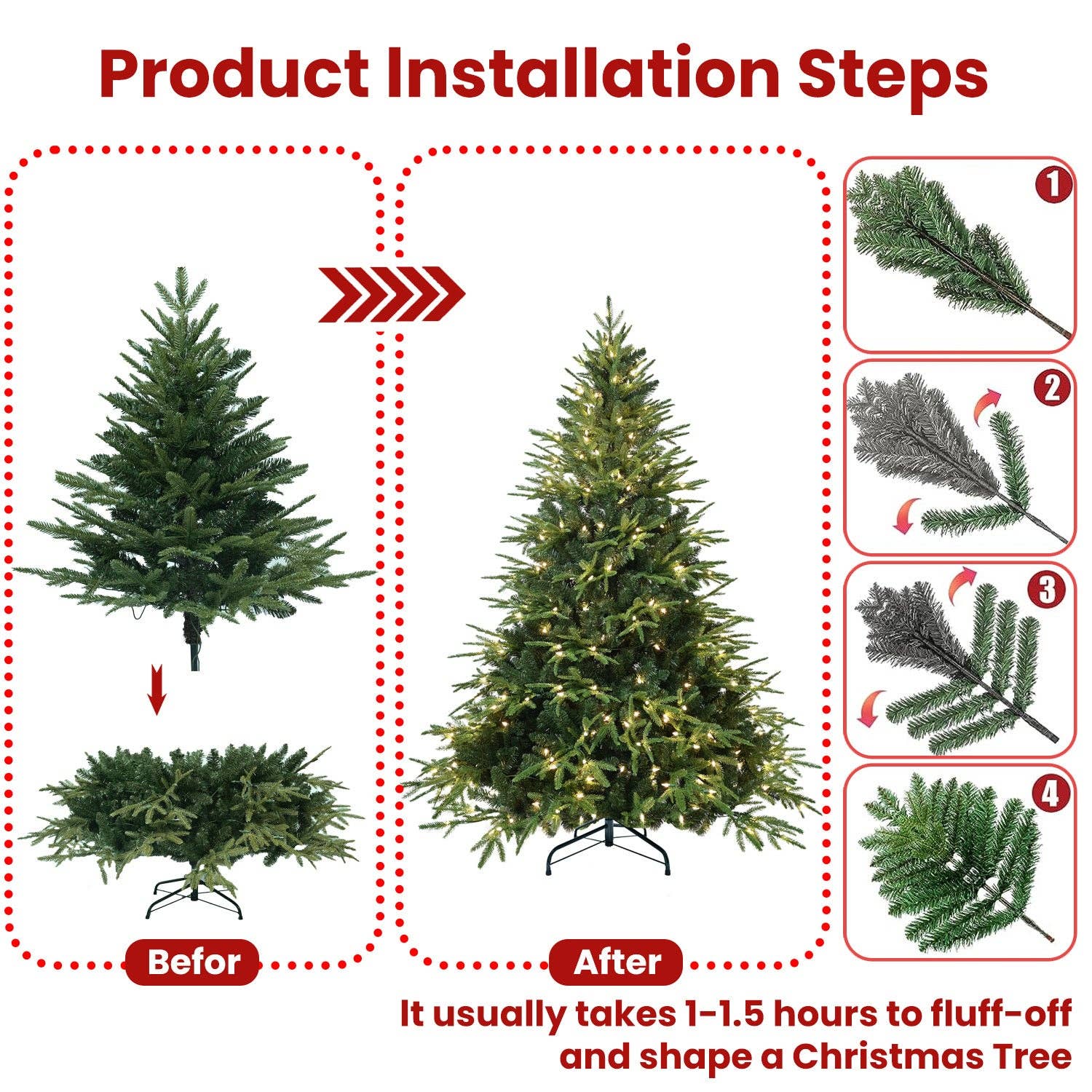 39F Inc. - Wholesale Artificial Christmas Tree - 6.5FT Prelit Christmas Tree with 450 Lights and 2225 Tips4