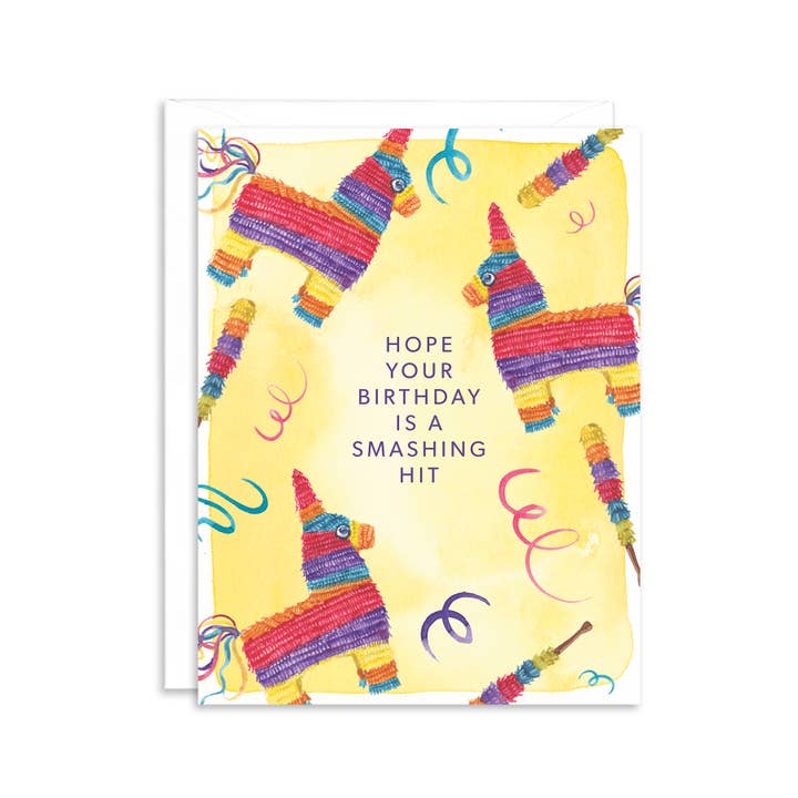 Pinata Smashing Hit Birthday Greeting Card for wholesale by Paper Betty