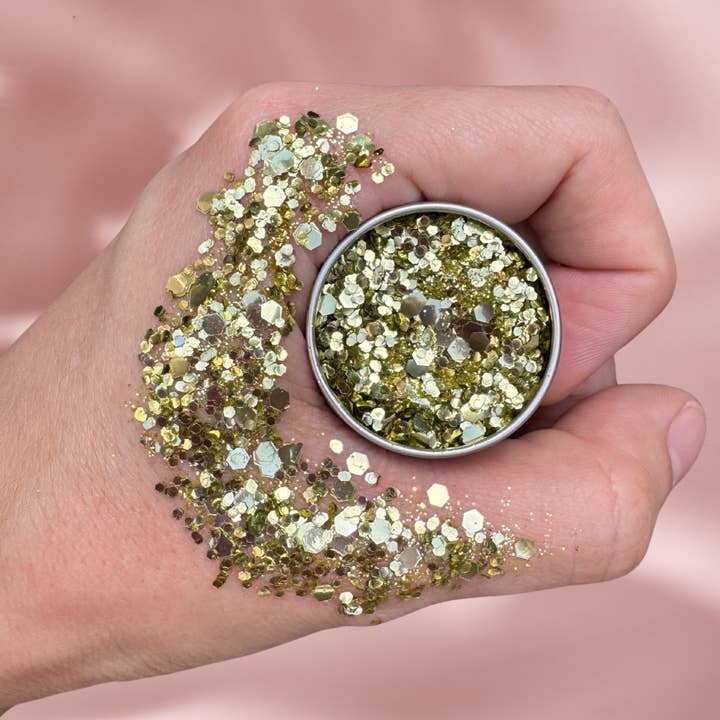 Luminosity Glitter™ - Eco Glitter - Wholesale Body Glitter/Shimmer - Gold Rush Biodegradable Glitter | Gold Eco Glitter1
