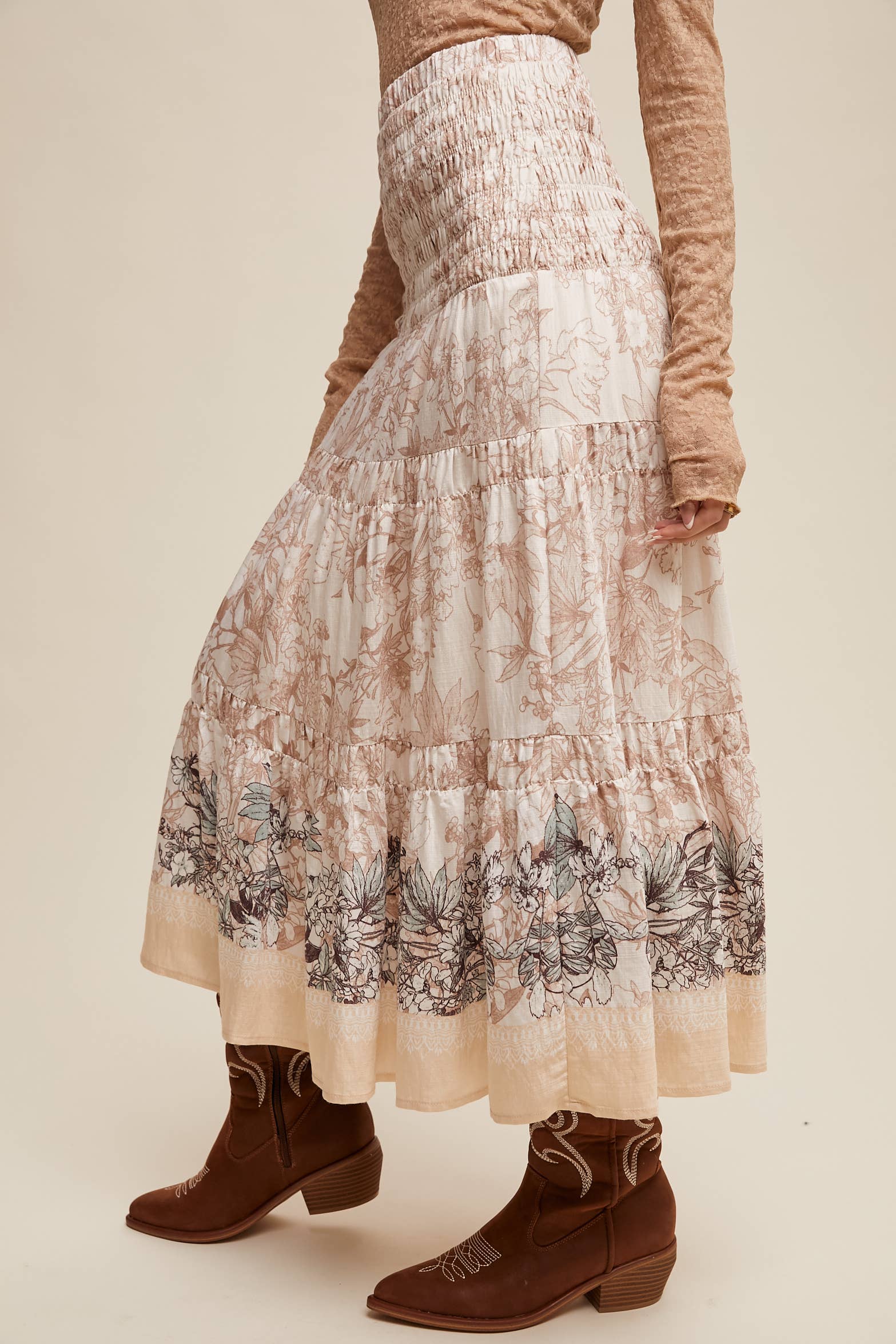 Listicle - Vente Jupe – femme - Jupe longue bohème convertible à smocks & robe bustier26