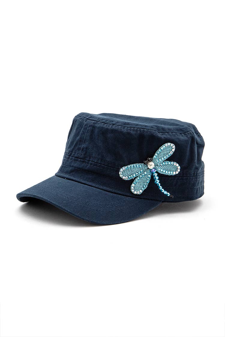 Artini Accessories - Wholesale Baseball Cap - Women's - 3D Dragonfly Beaded Statement Cadet Hat3