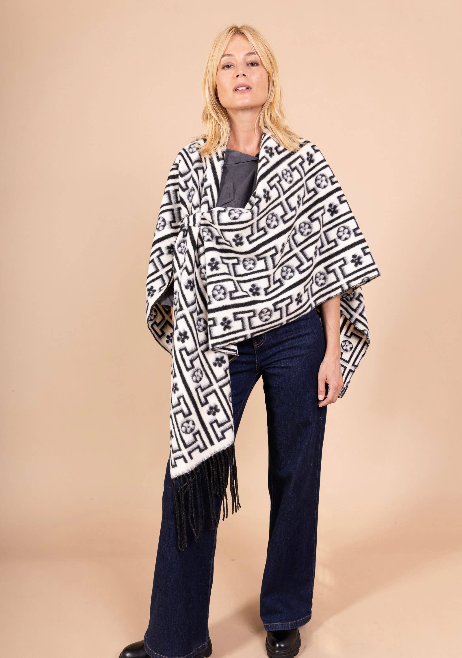 LINEN & COTTON HOUSE - Vente Poncho – femme - 40811 PONCHO IMPRIME AUTUMN WINTER CLOTHING 0