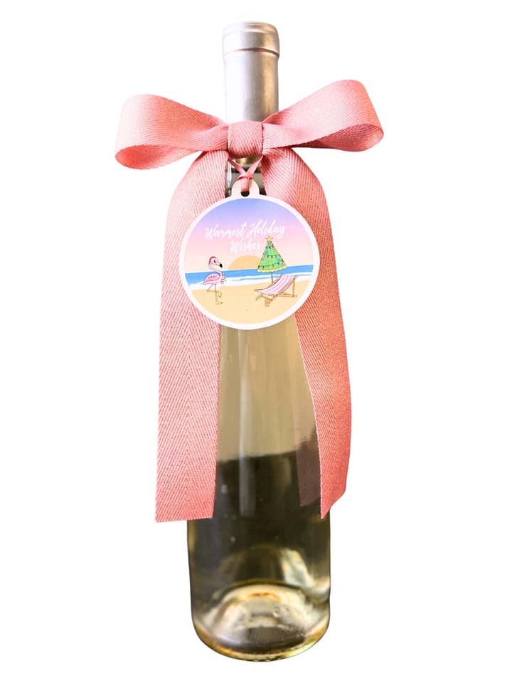 Bouteille Arc + Étiquette Cadeau™ - Vœux de Chaleur pour les Fêtes en Or Rose pour la vente par Wrapido!