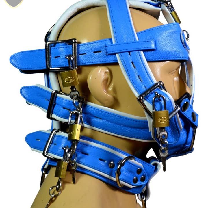 Meninleather - Wholesale Sex Toy - Leather Gear Face Hood Fetish Bondage Muzzle Gag Dildo Rings Locking Buckles