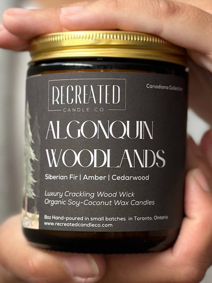 Algonquin Woodlands 8oz Candle for wholesale by Recreated Candle Co.