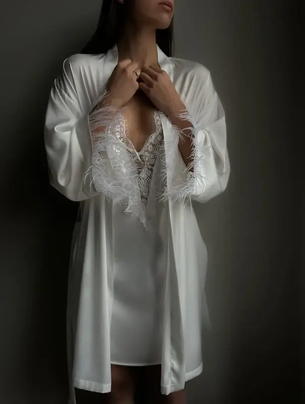 Chère Madam - Vendita all'ingrosso Camicia da notte da donna - Camicia da notte bianca per la notte di nozze1