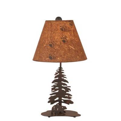 Coast Lamp Mfg – wholesale Accent-/skrivbordslampa – Bränd Sienna träd och björn Accentlampa
