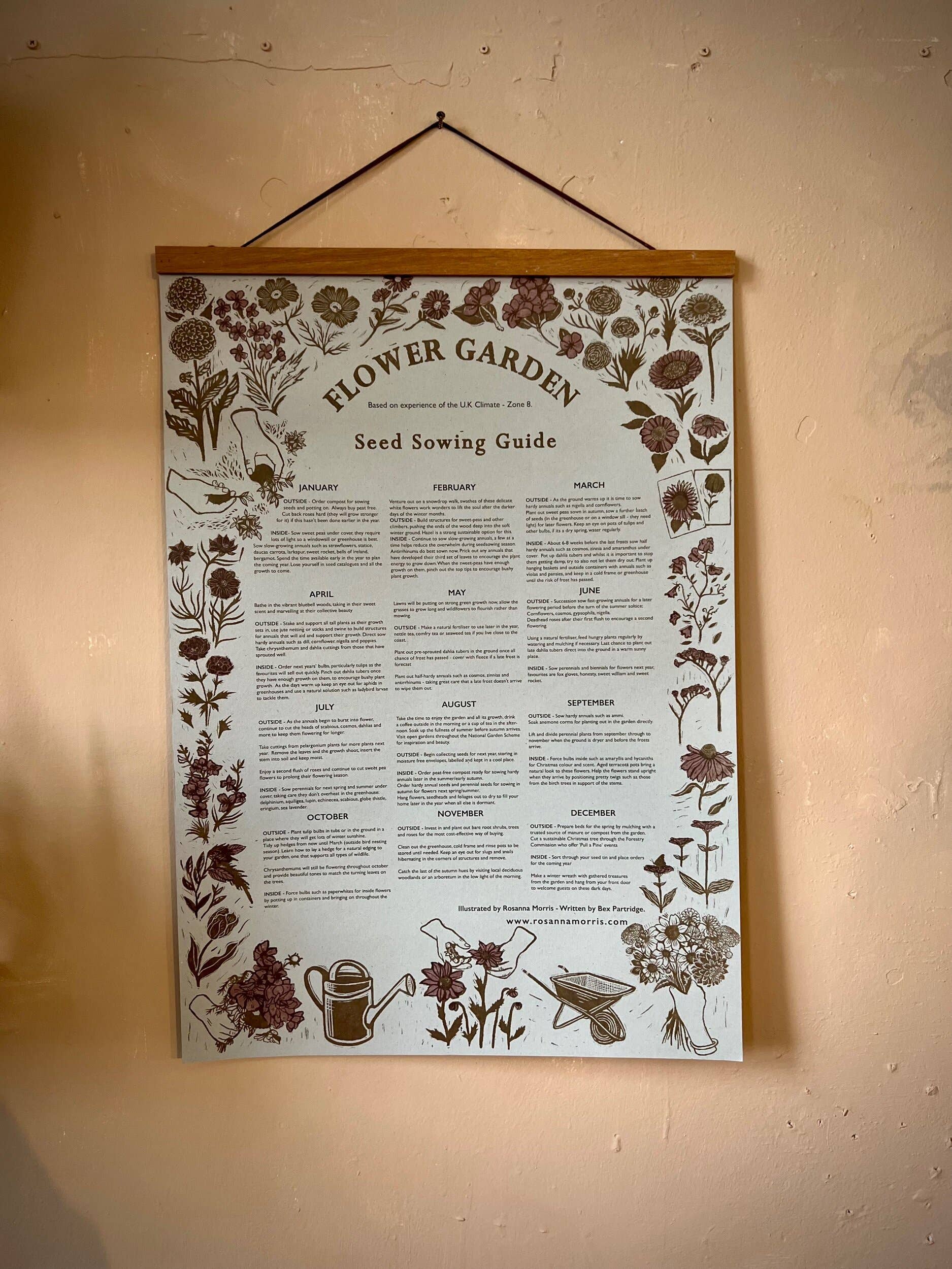 Rosanna Morris - Wholesale Poster - Flower Garden Seed Sowing Guide1
