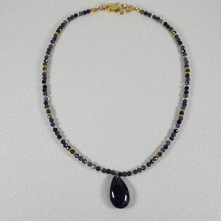 Gemstone Necklace: Iolite with Pendant for wholesale by Thorneapple Designs