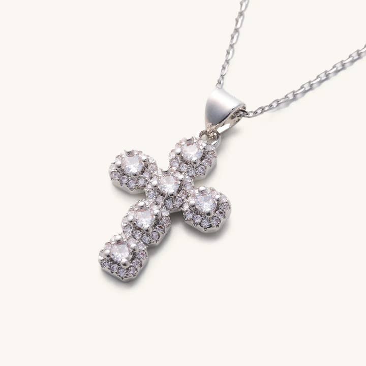 Nikki Smith Designs – wholesale Pendant/charm necklace – Diamond Cross Adjustable Necklace- Silver1