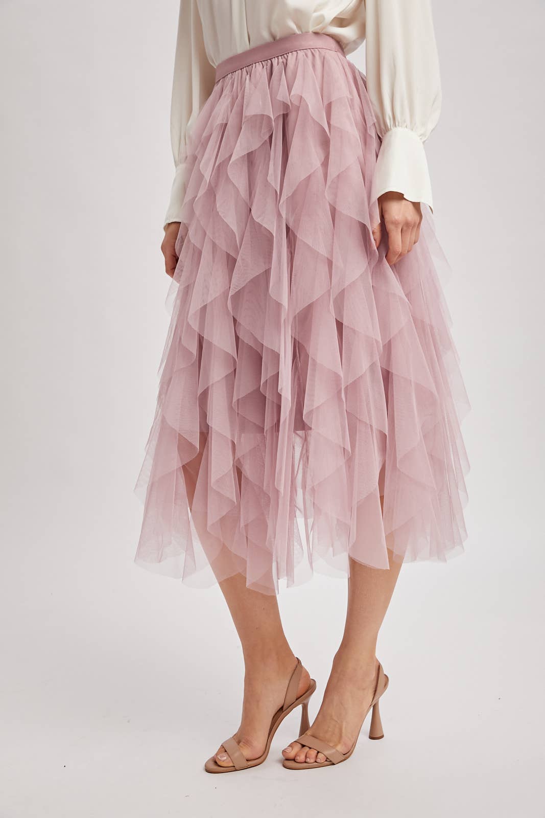 Bluivy - Wholesale Skirt - Women's - SPRIAL RUFFLED TULLE MIDI SKIRT13