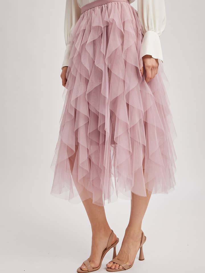 Bluivy - Wholesale Skirt - Women's - SPRIAL RUFFLED TULLE MIDI SKIRT13