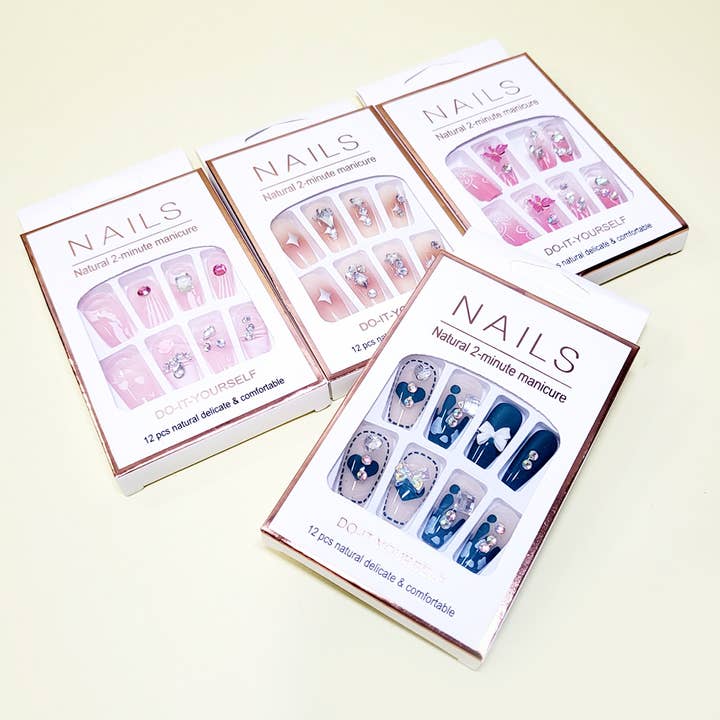 Assorted Color Women Pre Glued Press On Nail Set for wholesale on Faire
