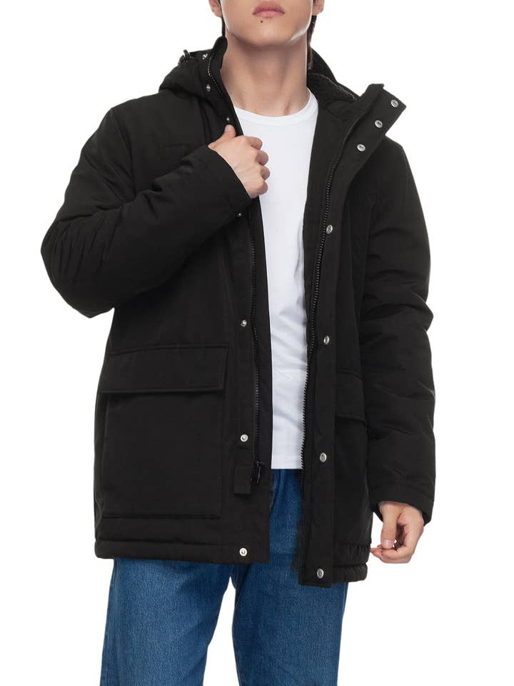 Rokka & Rolla, Inc - Wholesale Parka - Men's - Men's Parka Jacket Winter Coat Sherpa Fleece Lined Hood