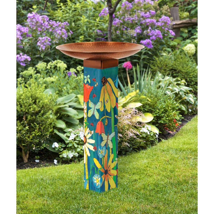 Studio M - Wholesale Bird Bath - Earth Laughs in Flowers Bird Bath Art Pole w/ST9021 Copper T