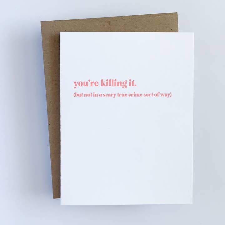 You're Killing It Coral Letterpress wenskaart voor wholesale door Blue Leaf Design Co.