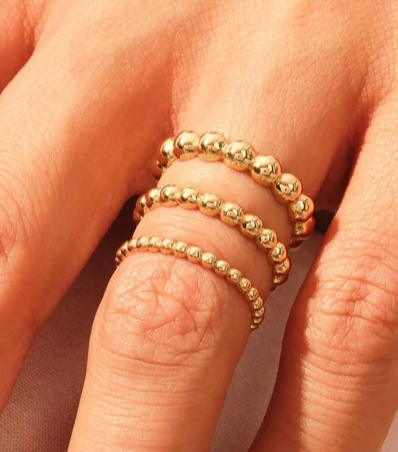 HoopLa - Wholesale Band/Stacked Ring - Gold Beads Stackable Stretch Rings- Waterproof no Tarnish2