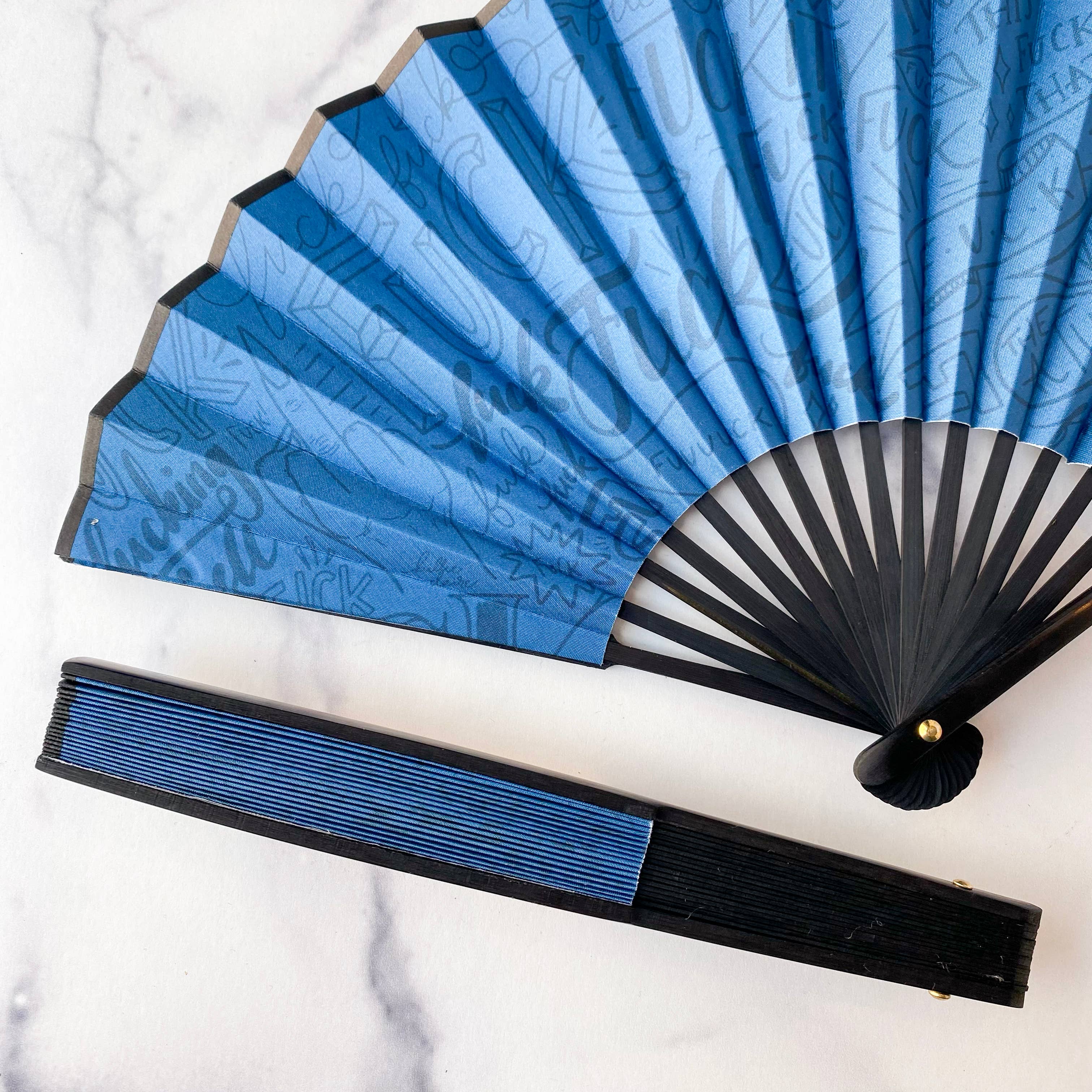 Billie Claire Illustration (Handmade) - Wholesale Handheld Folding Fan - Cluster F*ck Folding Hand Fan4