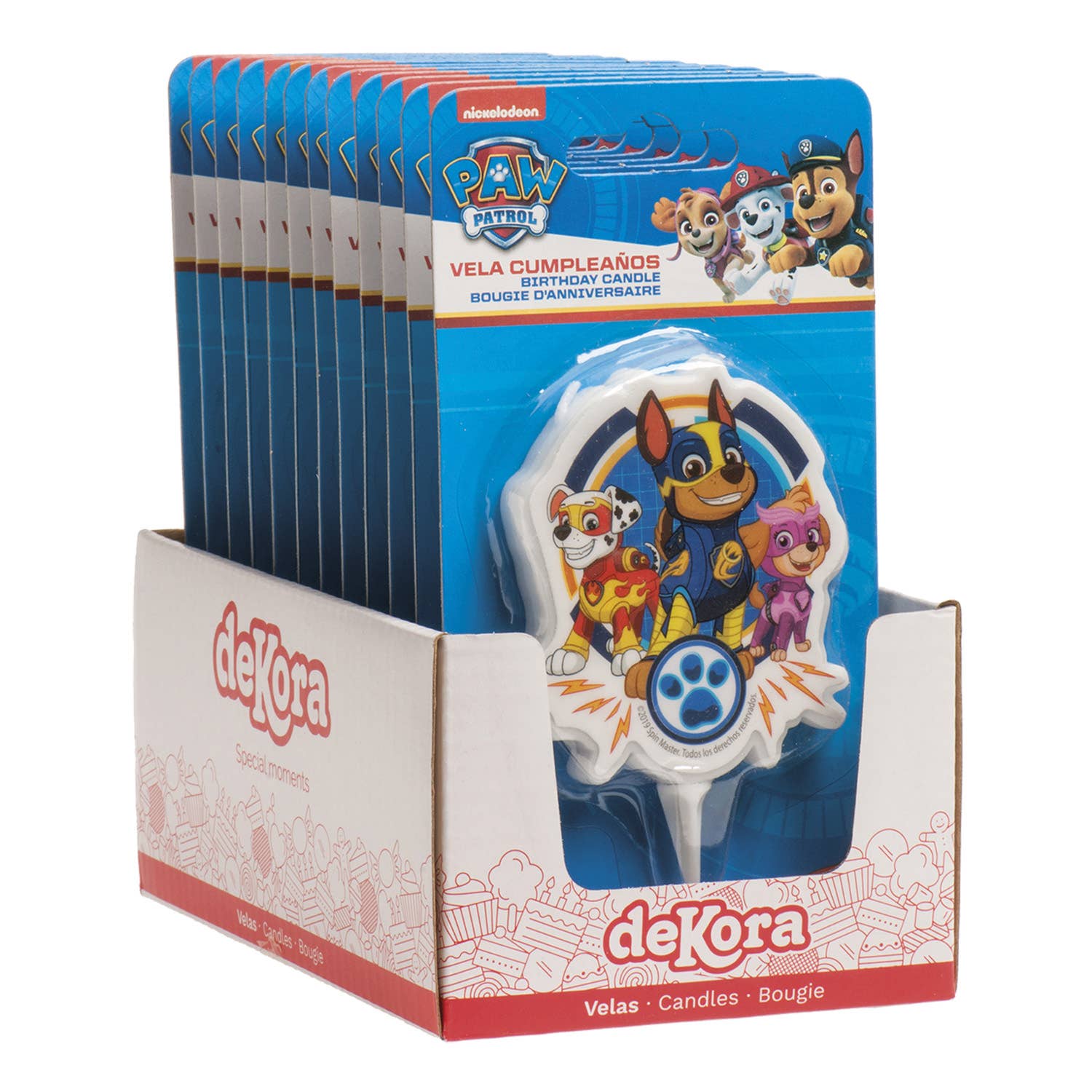 dekora - Wholesale Cake Candle - DISPLAY 12 BIRTHDAY CANDLES 2D PAW PATROL 7.5 CM3