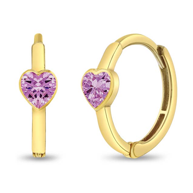 Boucles d'oreilles en or 14 carats en forme de cœur rose pour enfants/filles pour la vente par In Season Jewelry