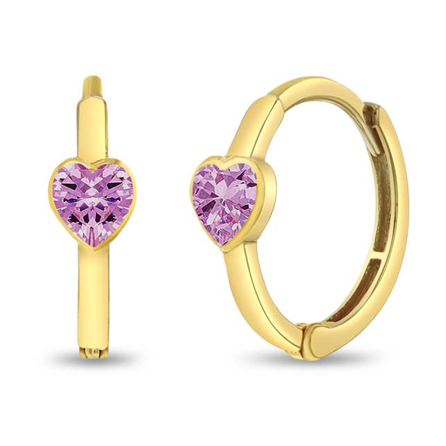 Pendientes de oro de 14 quilates de color rosa con forma de corazón para niños/niñas para venta al por mayor de In Season Jewelry