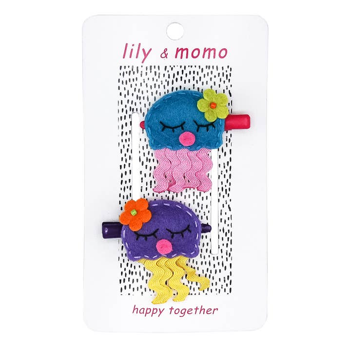Lily and Momo - Wholesale Hair Clip - Kids - Cute Jellyfish Hair Clips- Blue and Pink0