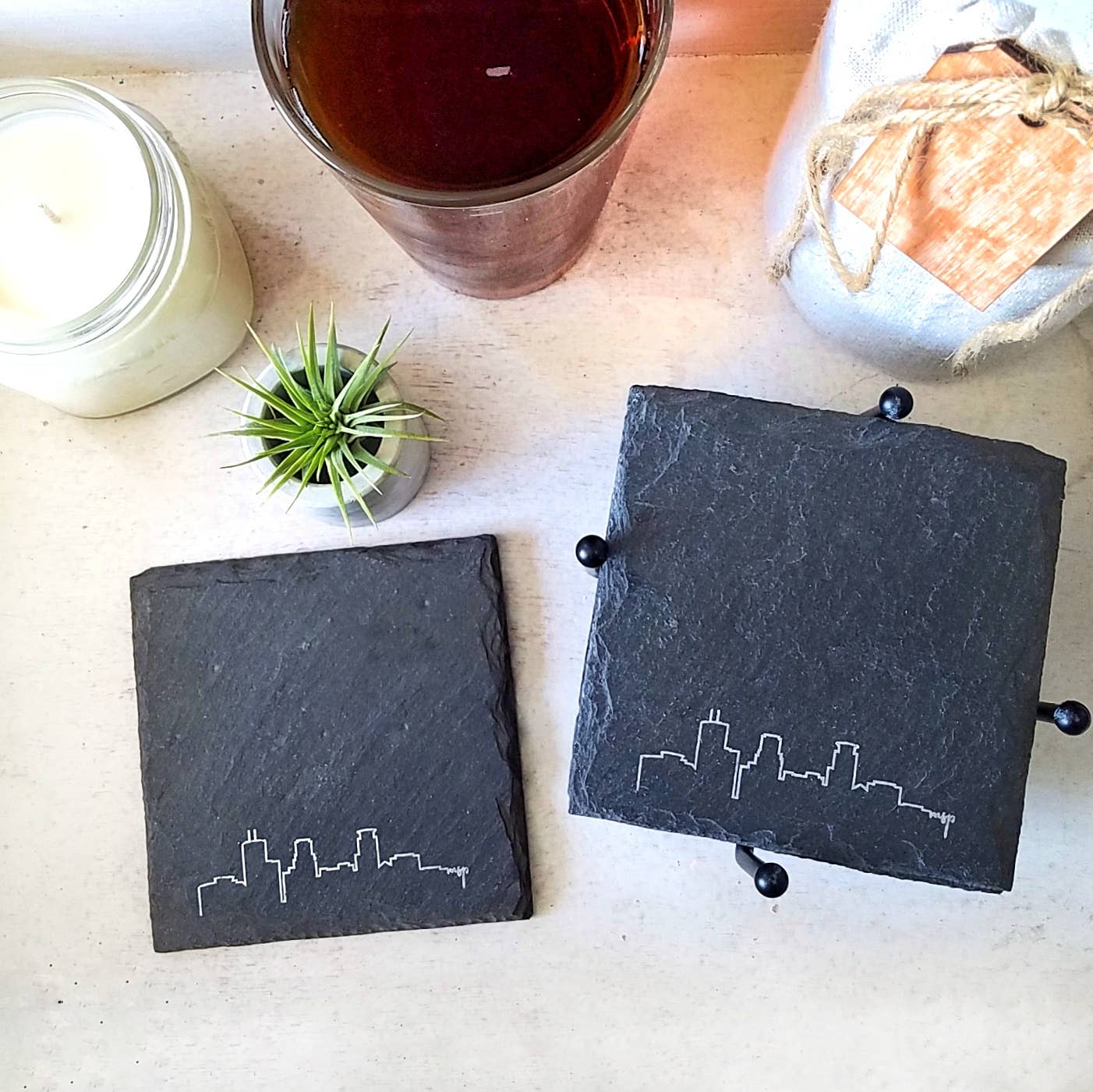 Cheers Ink - Wholesale Coasters - Metal Coaster Holder - Black Ball4