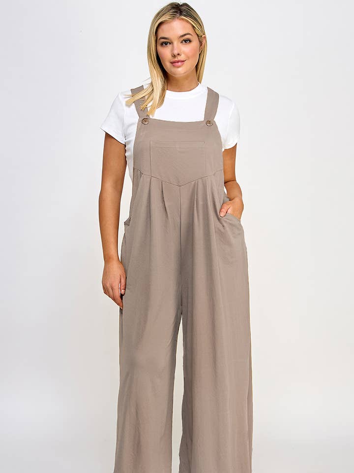 Salopette plissée grande taille avec poches - JK18514-JS pour la vente par Haute Fox Plus Size & Contemporary