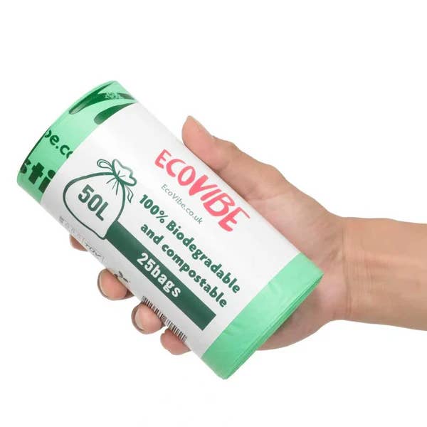 Biodegradable Bin Bags (25 bags per roll, 50L) for wholesale by EcoVibe