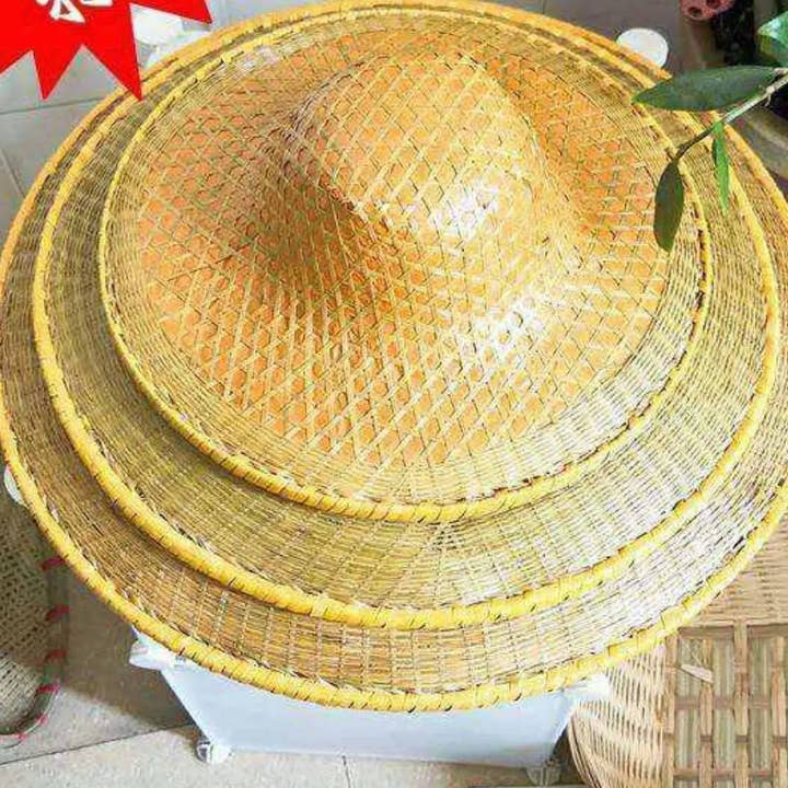 everythingbamboo - Wholesale Strohoed - Dames - Bamboe hoed blad handgemaakte traditionele oosterse hoed, zonwaterdicht kostuumfeest4