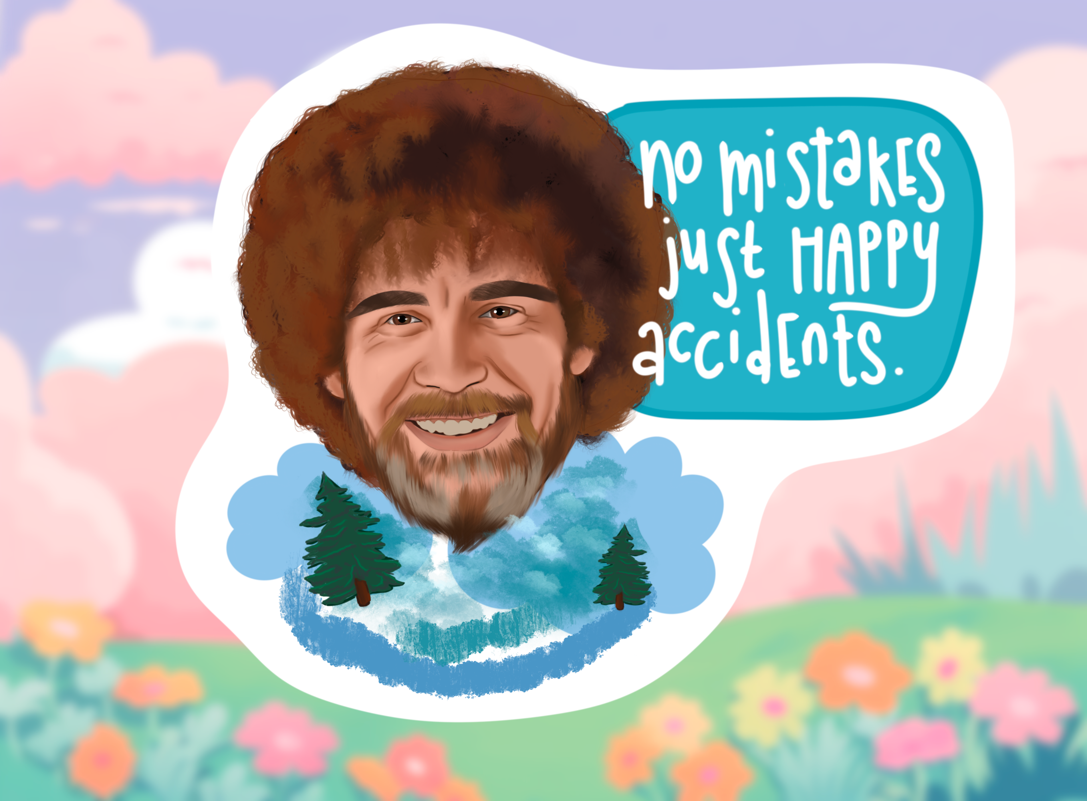 Cocollama Design - Wholesale Sticker - Bob Ross Sticker, funny bob ross1